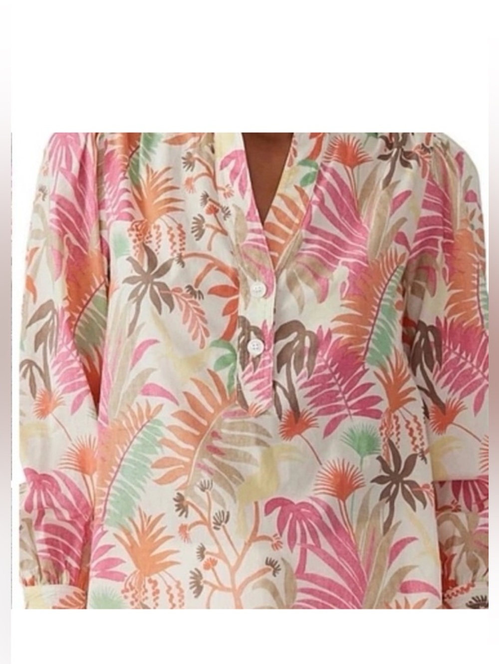 J. McLaughlin Tropical Summer Resort 100% Cotton Pullover  Sz S